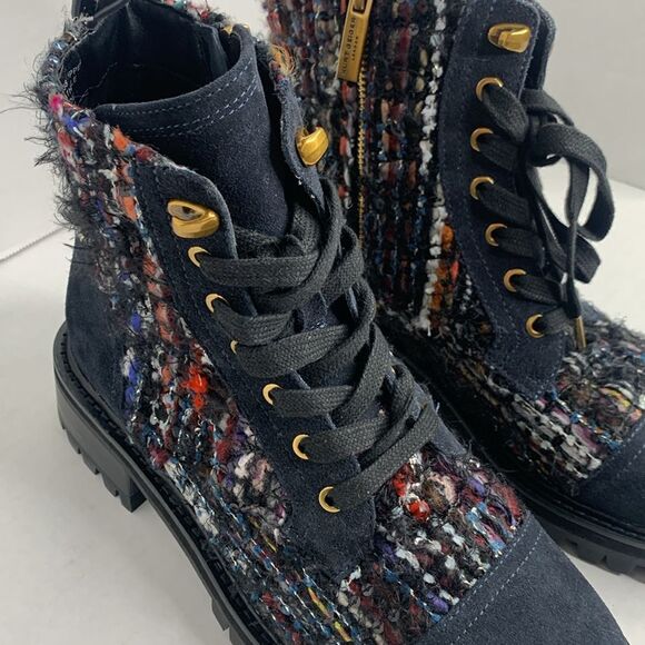 Kurt Geiger London Kensington tweed lug combat ankle boot NWT - Picture 5 of 14